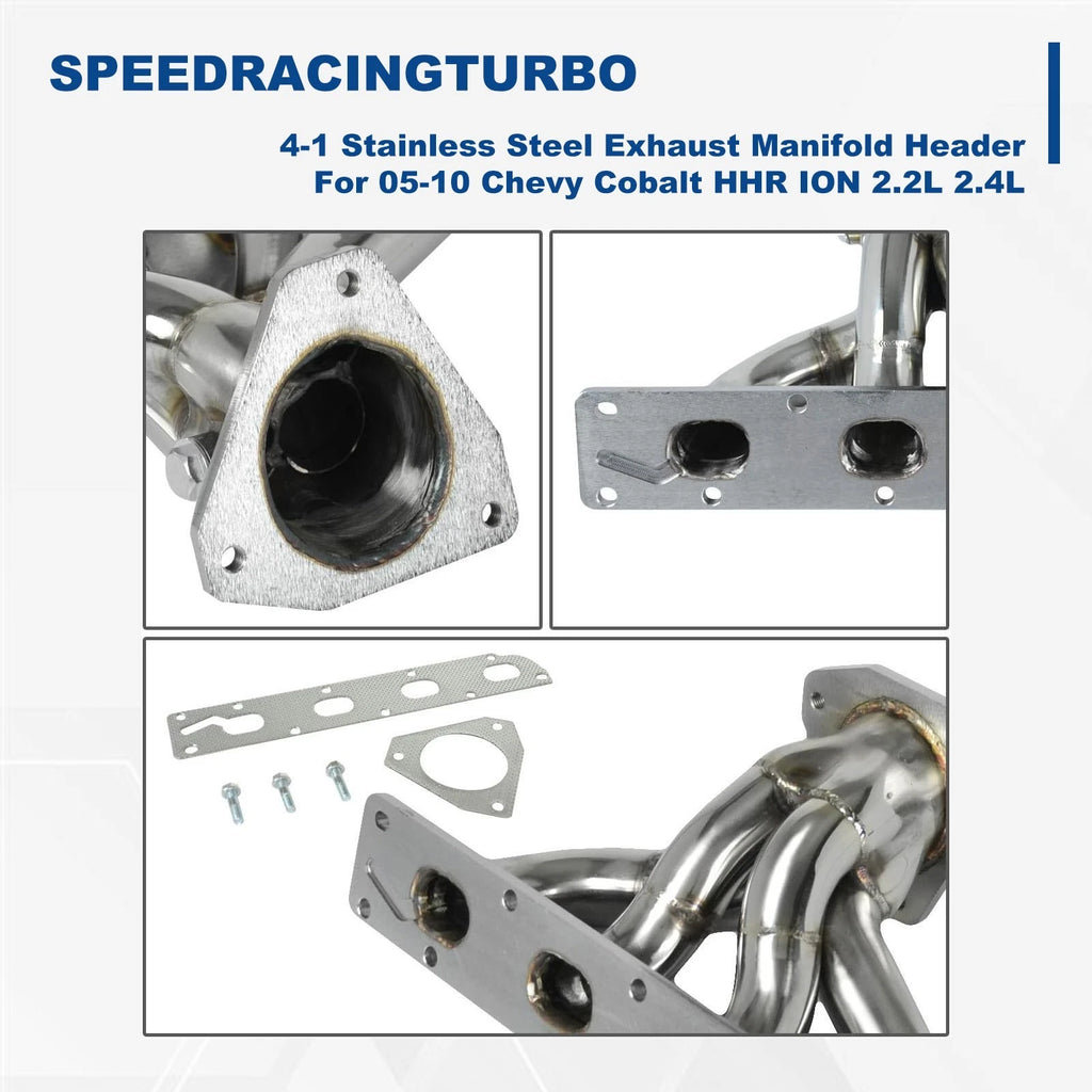 4-1 Polished Exhaust Manifold Header for Chevy Cobalt HHR ION (2005–2010)