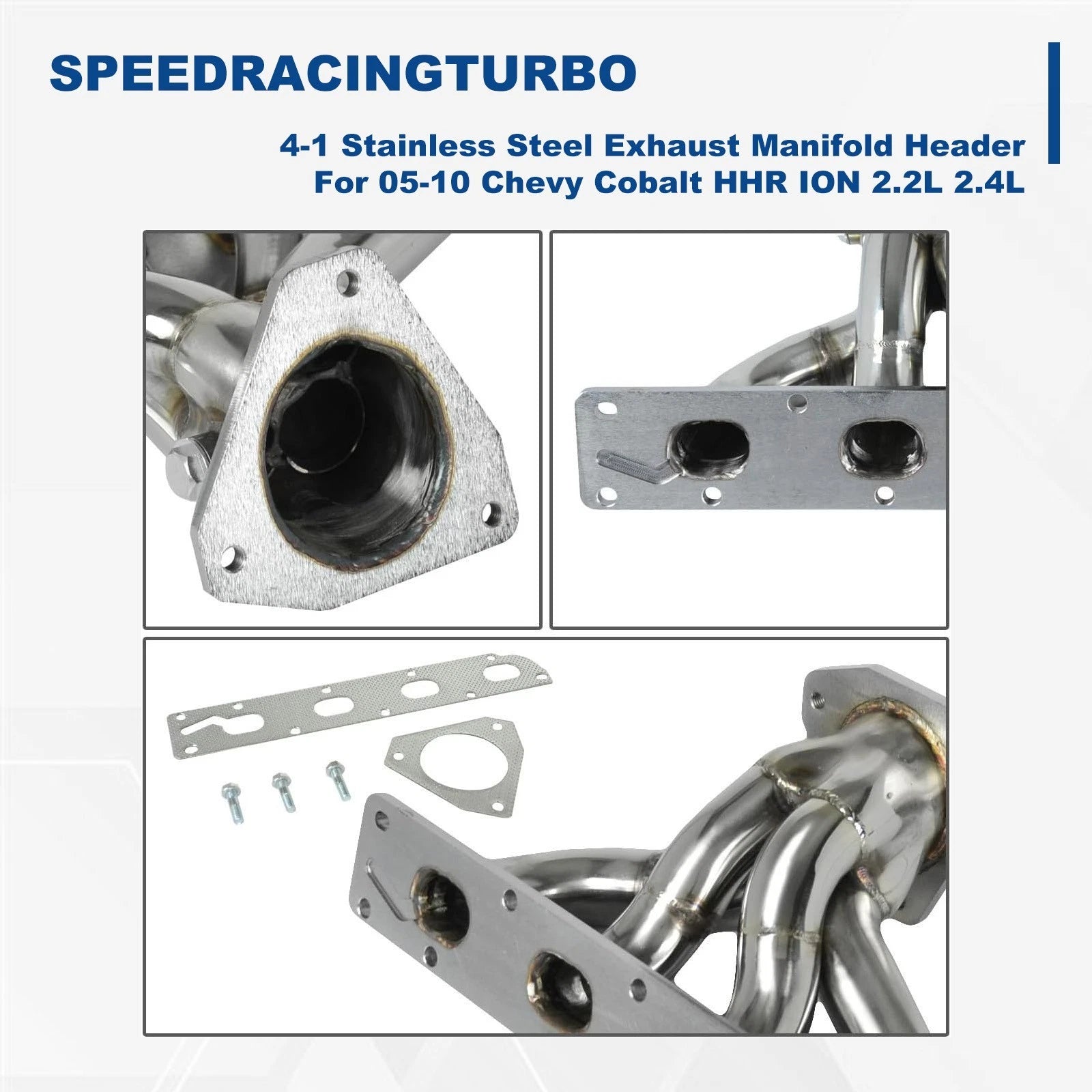 4-1 Polished Exhaust Manifold Header for Chevy Cobalt HHR ION (2005–2010)