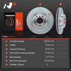 Front Drilled Brake Rotors for BMW 335i 2007-2013