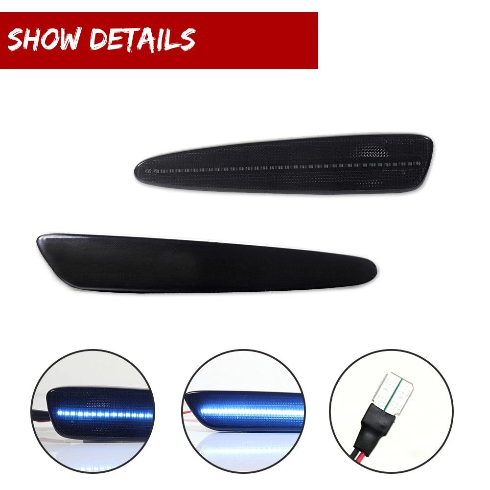 Set of 4 Smoke Ice Blue LED Side Marker Lights for Chevy Corvette C6 (2005–2013)