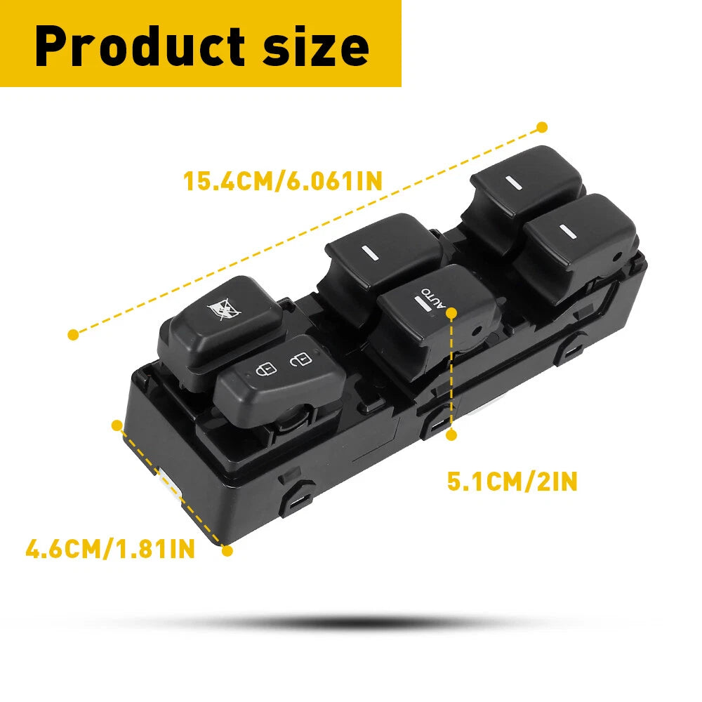 Power Window Master Switch for Hyundai Sonata (2011–2015) 16 Pin Black