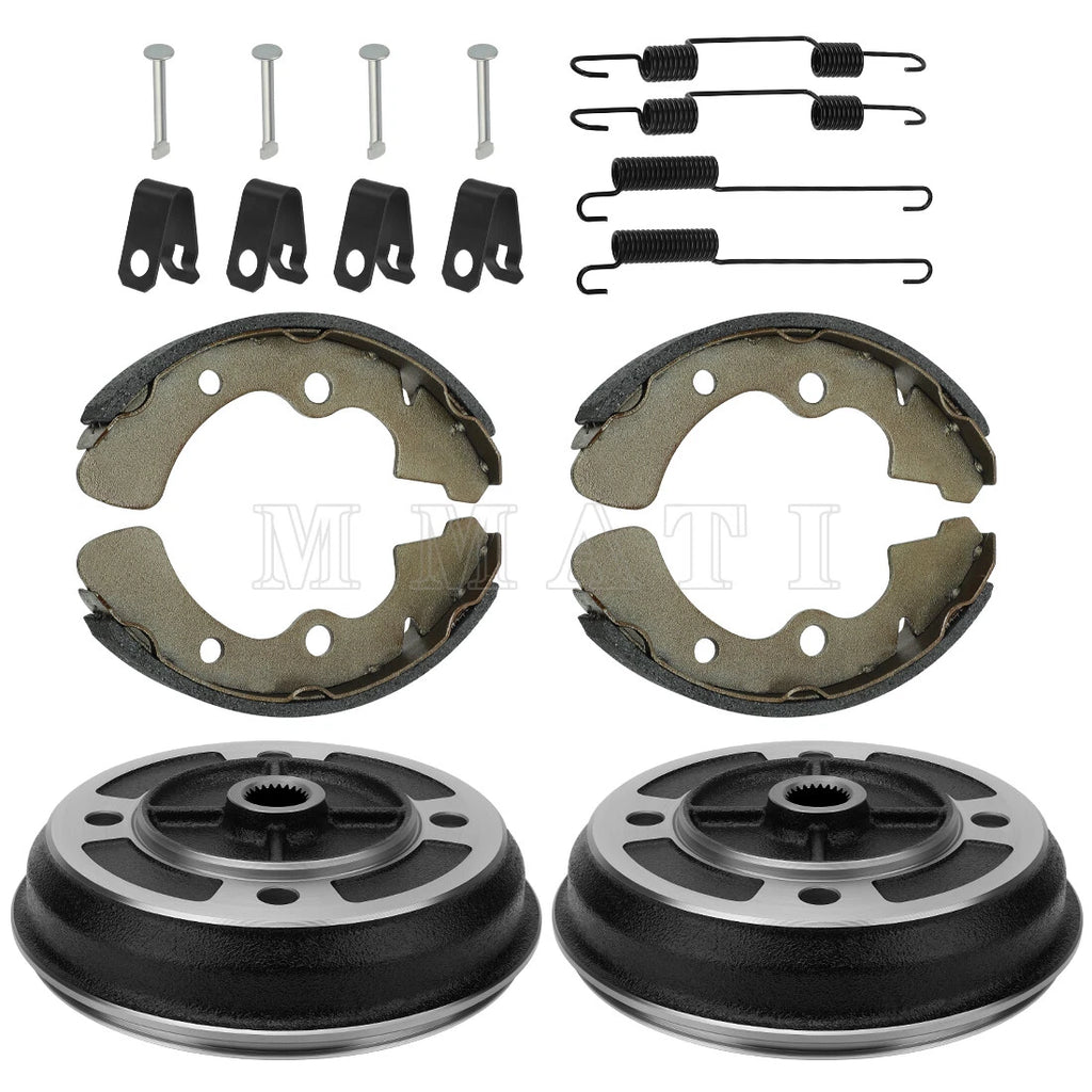 2X Front Wheel Brake Drum Hub & Brake Shoes for Kawasaki KAF540 Mule (2020-2030)