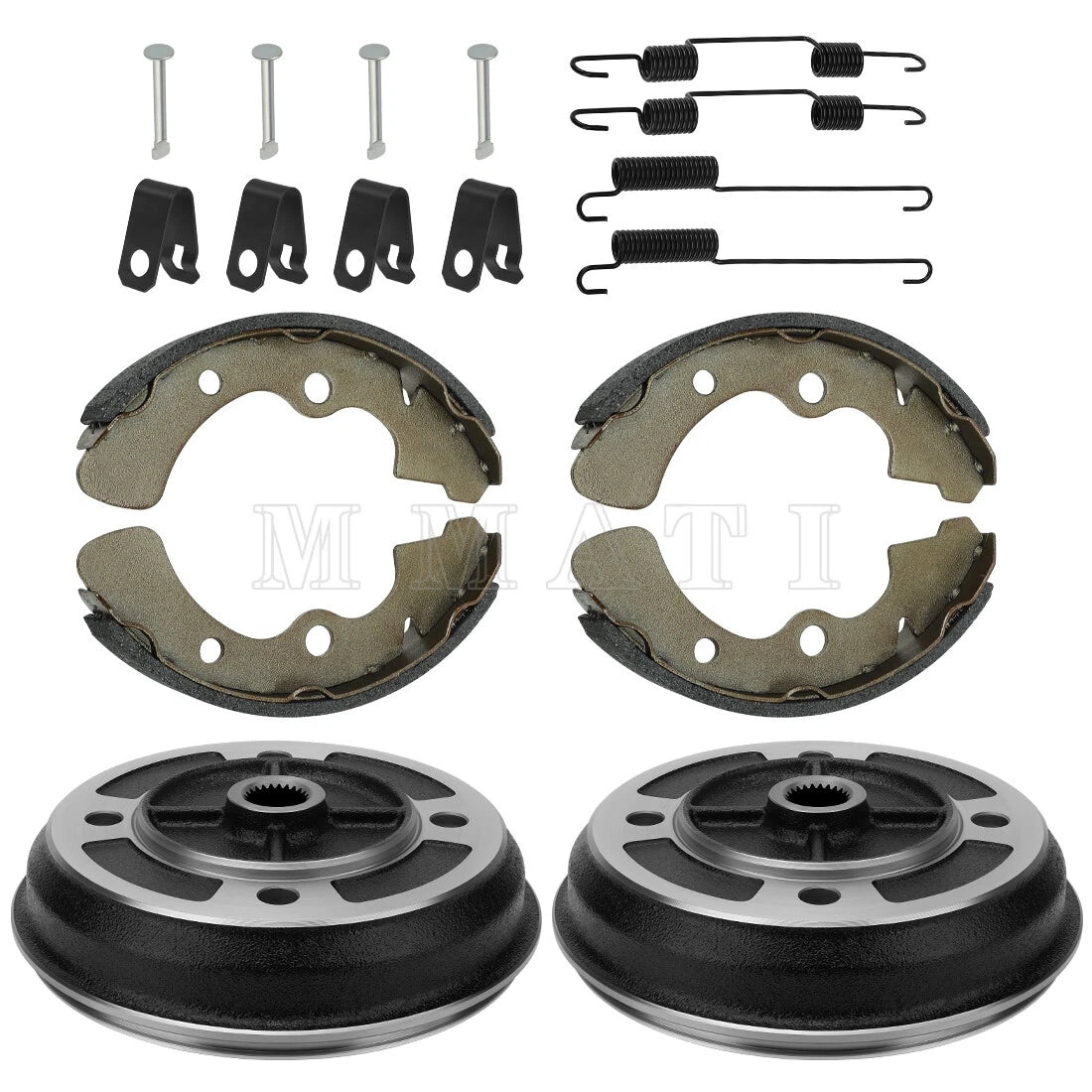2X Front Wheel Brake Drum Hub & Brake Shoes for Kawasaki KAF540 Mule (2020-2030)
