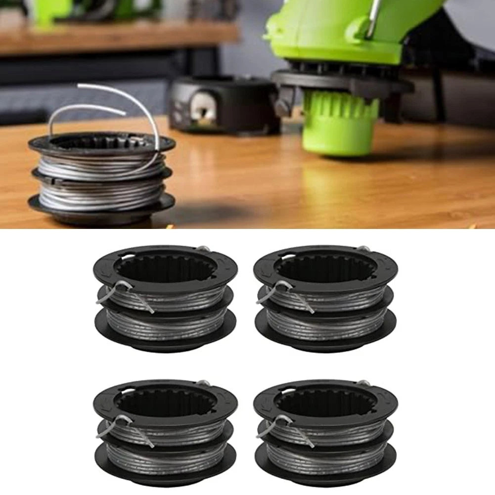 Set of 4 Trimmer Replacement Spools for Greenworks, Snapper (17ft, 0.080 inch)