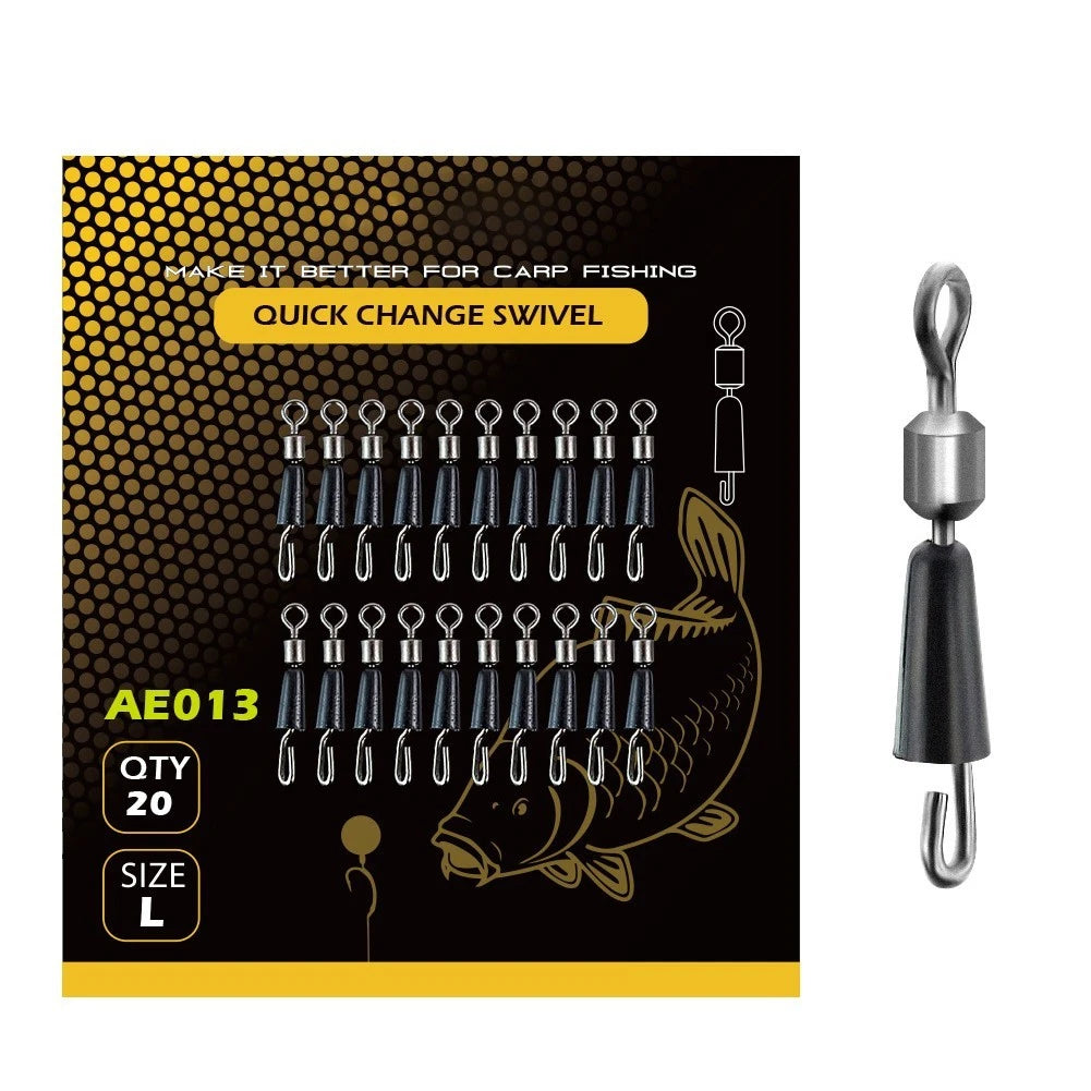 20pcs Swivel Snap Connectors for Carp Feeder Rig (Fishing)