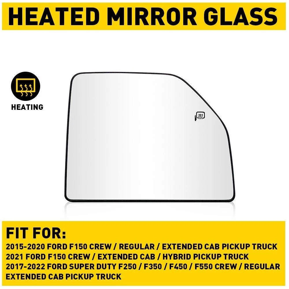 Heated Mirror Glass Upper Passenger Side Right for Ford F150 (2015–2020)