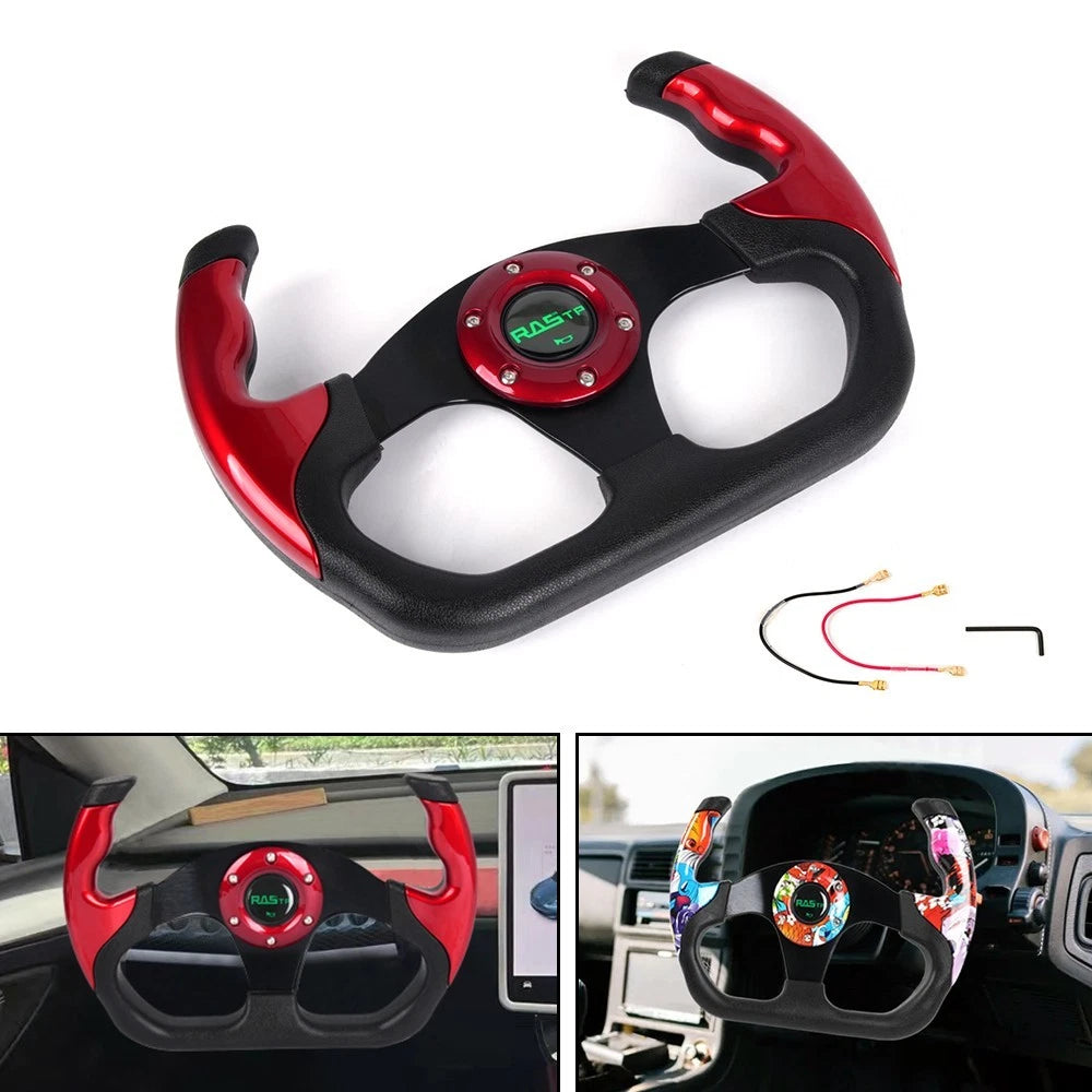 Flat Drift Racing Steering Wheel 13" with Horn Button Universal