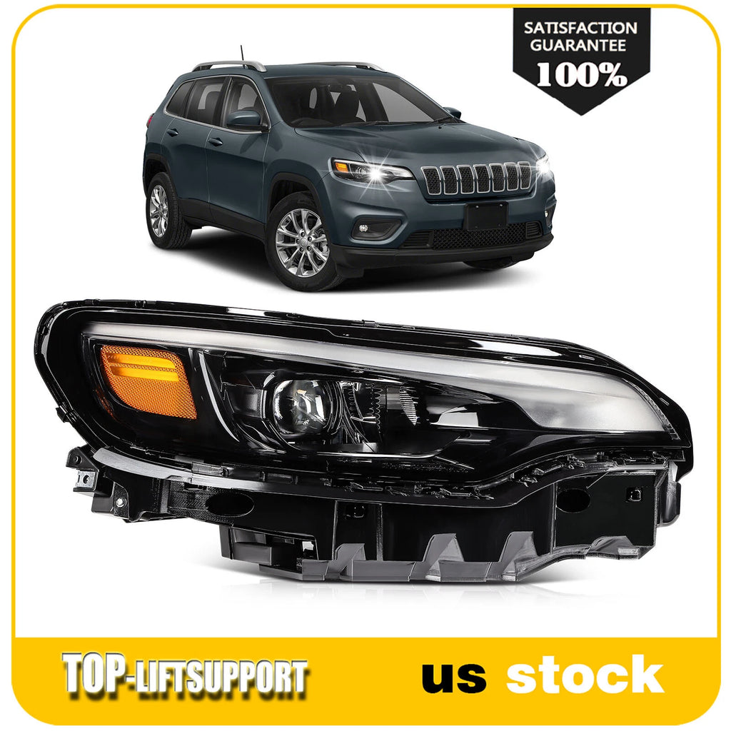 Right Side Full LED Projector Headlight with LED DRL for Jeep Cherokee (2019–2023)