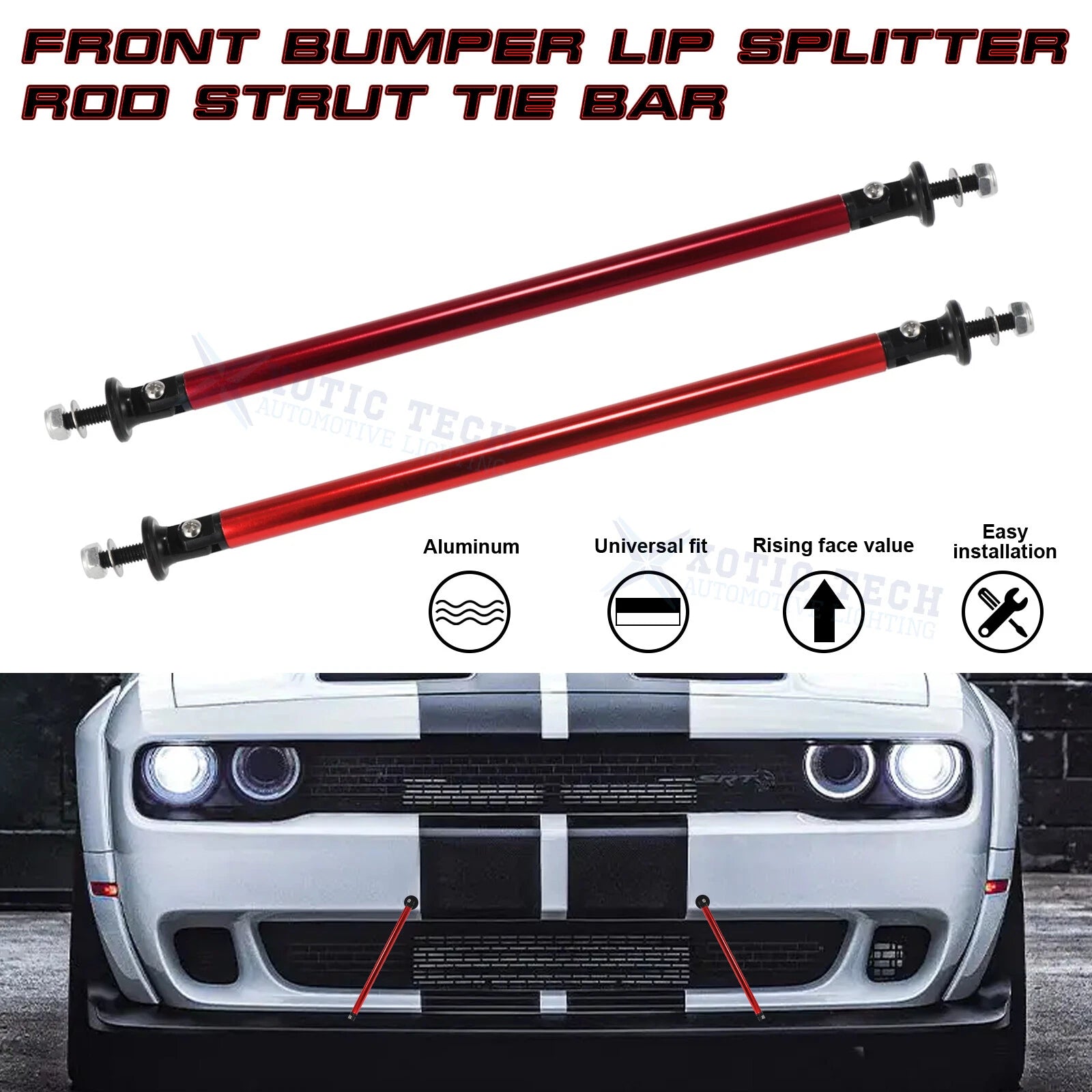 Front Bumper Strut Rod Tie Bar for Ram Lincoln Rivian (7.87'' Adjustable)