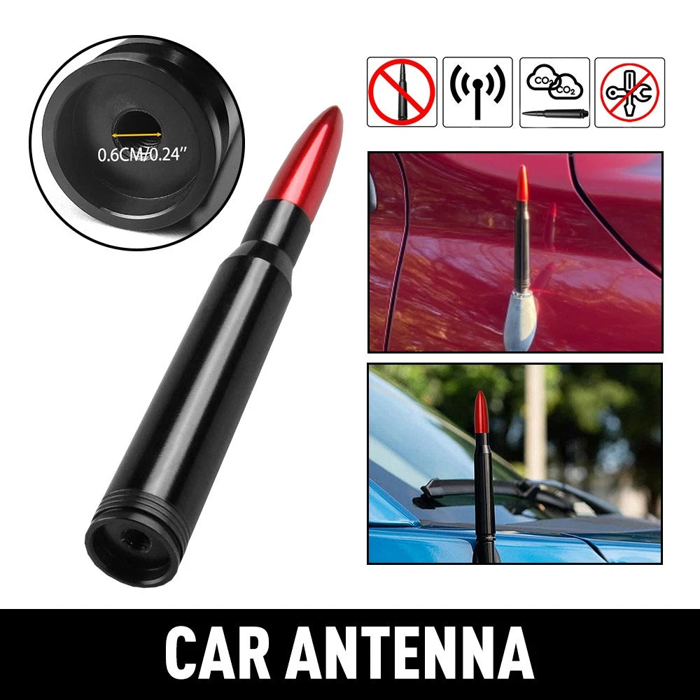 Red Bullet Antenna 50 Cal for Chevrolet Silverado 1500/2500/3500, GMC Sierra