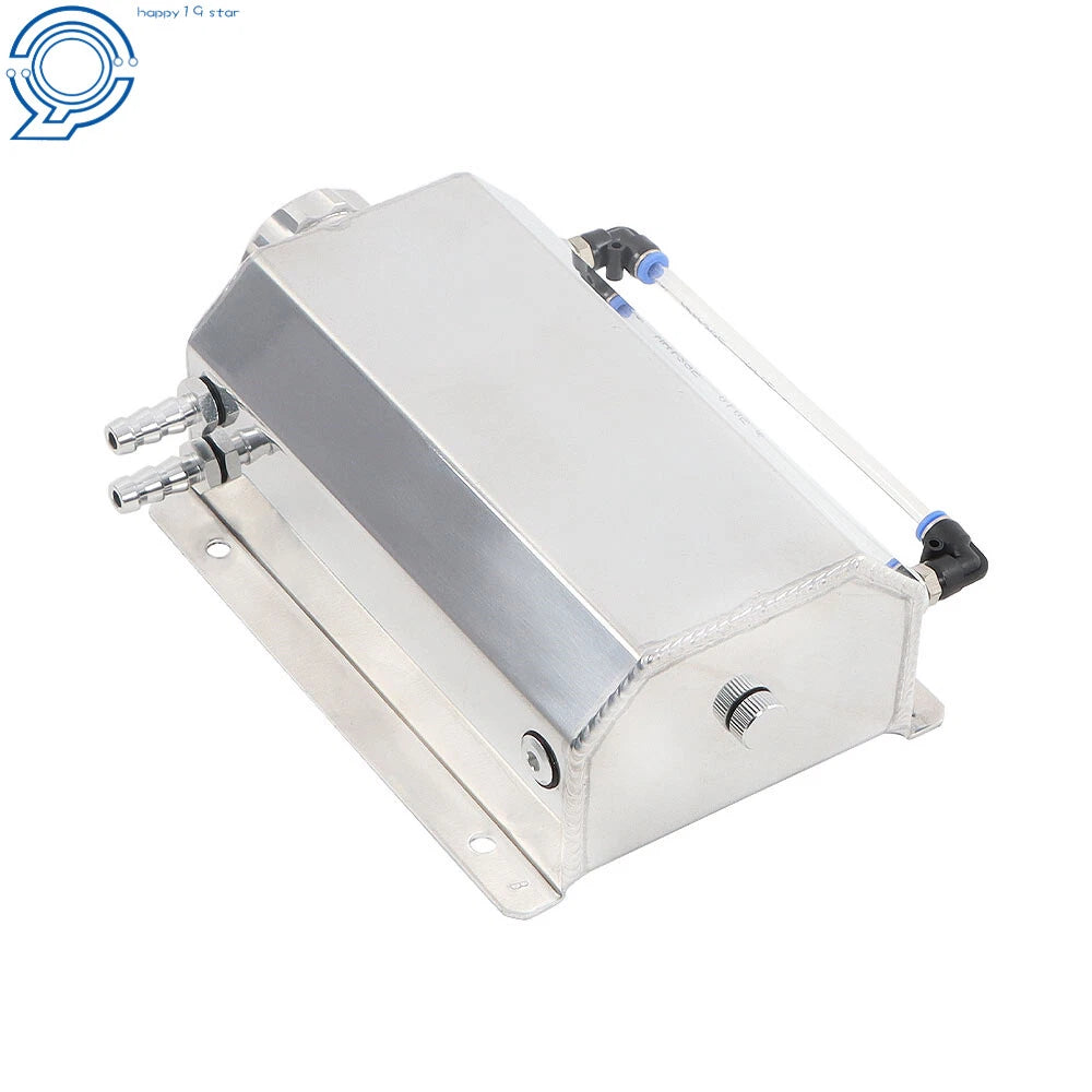2L Polished Aluminum Coolant Radiator Overflow Reservoir Tank for