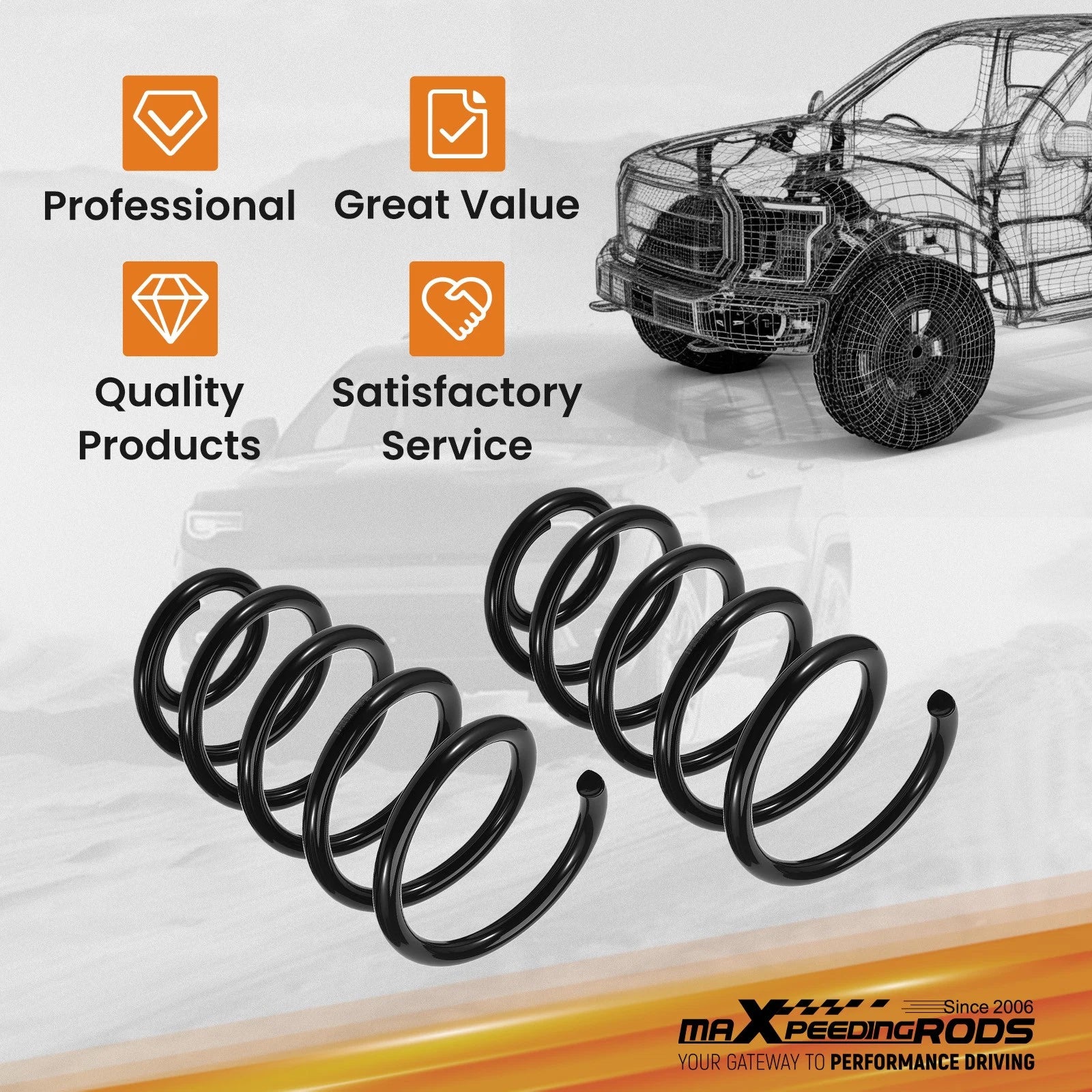 2" Front Coil Kit for Dodge Ram 1500 2WD (2002–2008) Suspension Drop Springs