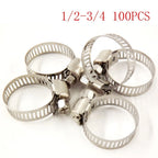 Set of 100 Stainless Steel Drive Hose Clamps for Fuel Line (Universal)