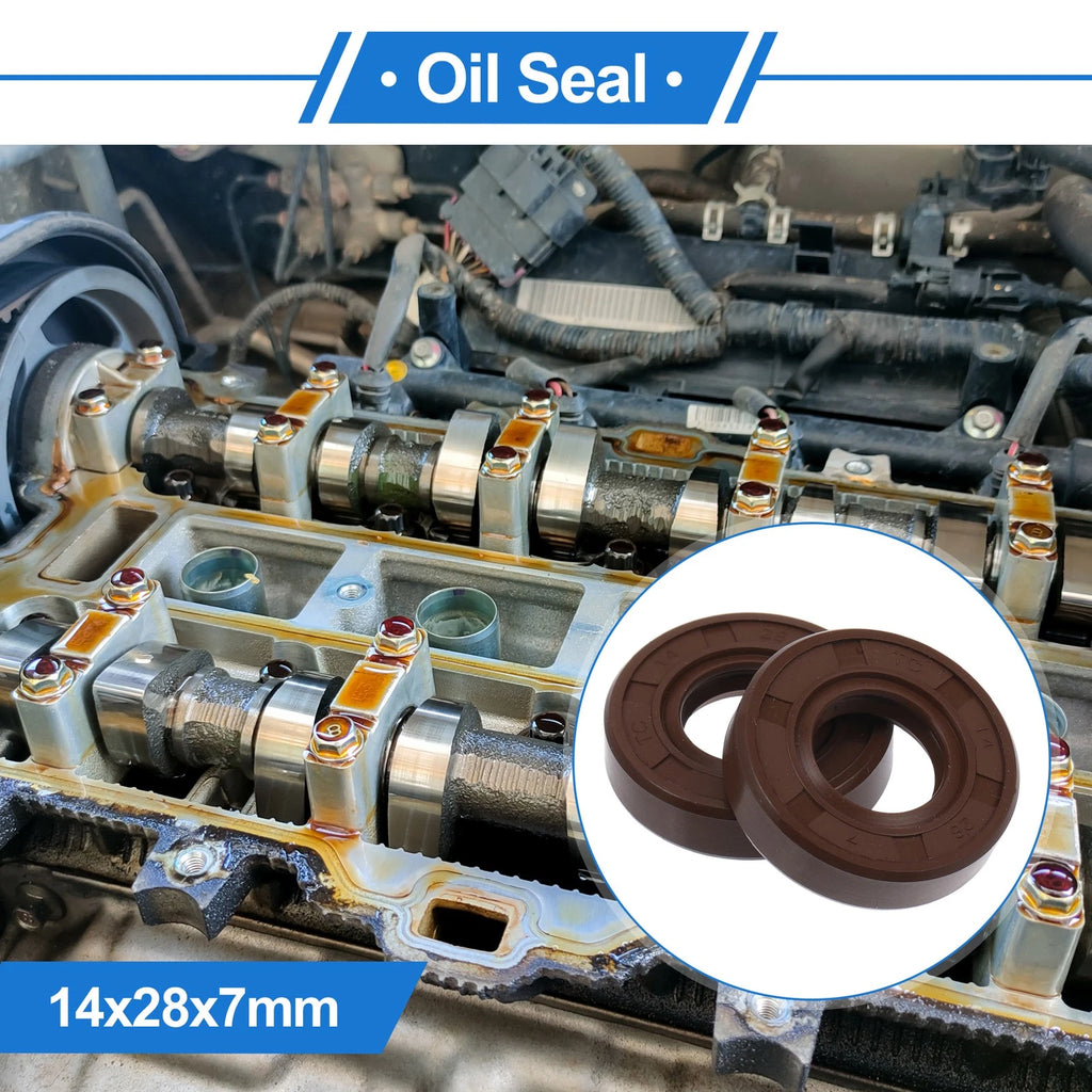 Set of 2 Oil Seal Rotary Shaft Seal FKM Rubber 14x28x7mm for Various Models
