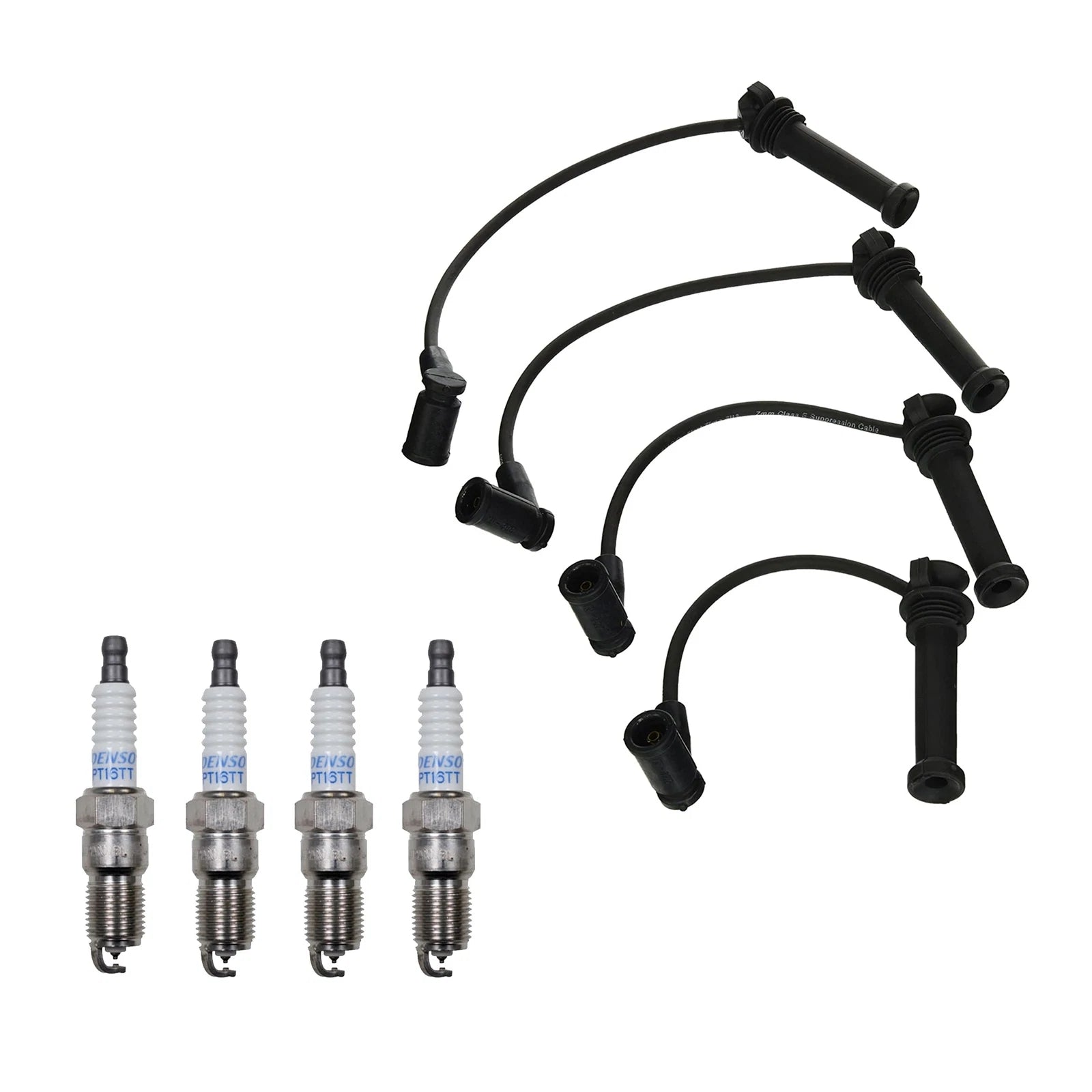 Denso 7mm Wire Set & 4 Platinum TT Spark Plugs for Ford Mazda 2.3L L4