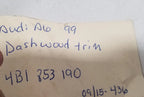 Dash Trim Wood for Audi Allroad 2.7 Quattro (1999–2005) OEM 4B1 853 190