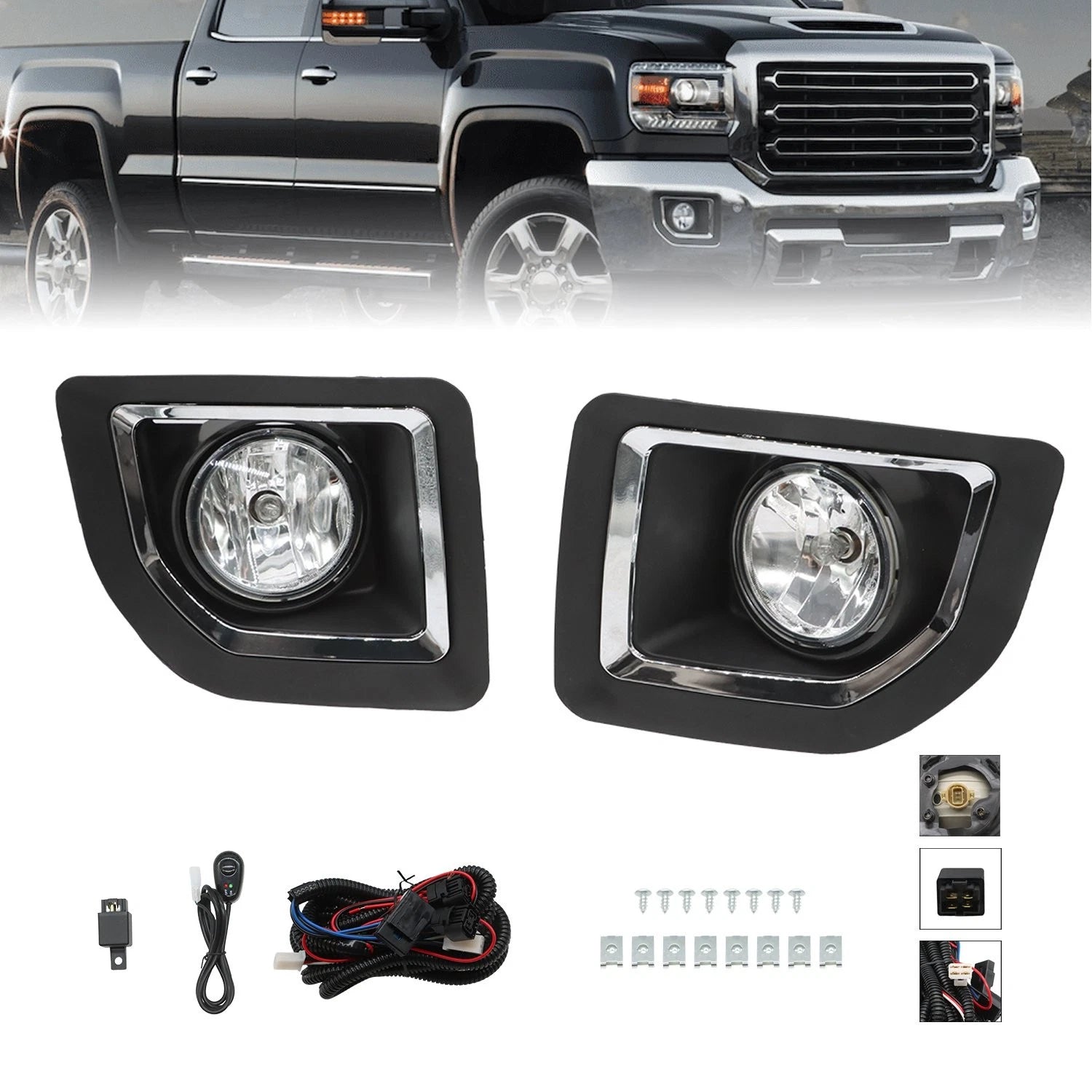 Fog Lights for GMC Sierra 2500HD 3500HD (2015–2019) + Wiring