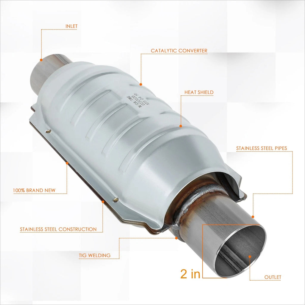 Universal Weld-On Catalytic Converter Exhaust Pipe 2" Inlet (13.13"x5.5"x4.5")