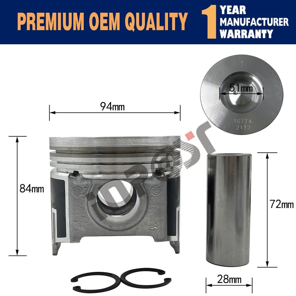 Overhaul Rebuild Kit for Kubota V3307T M6040 Bobcat S630 T650 S65 (2010–2023)