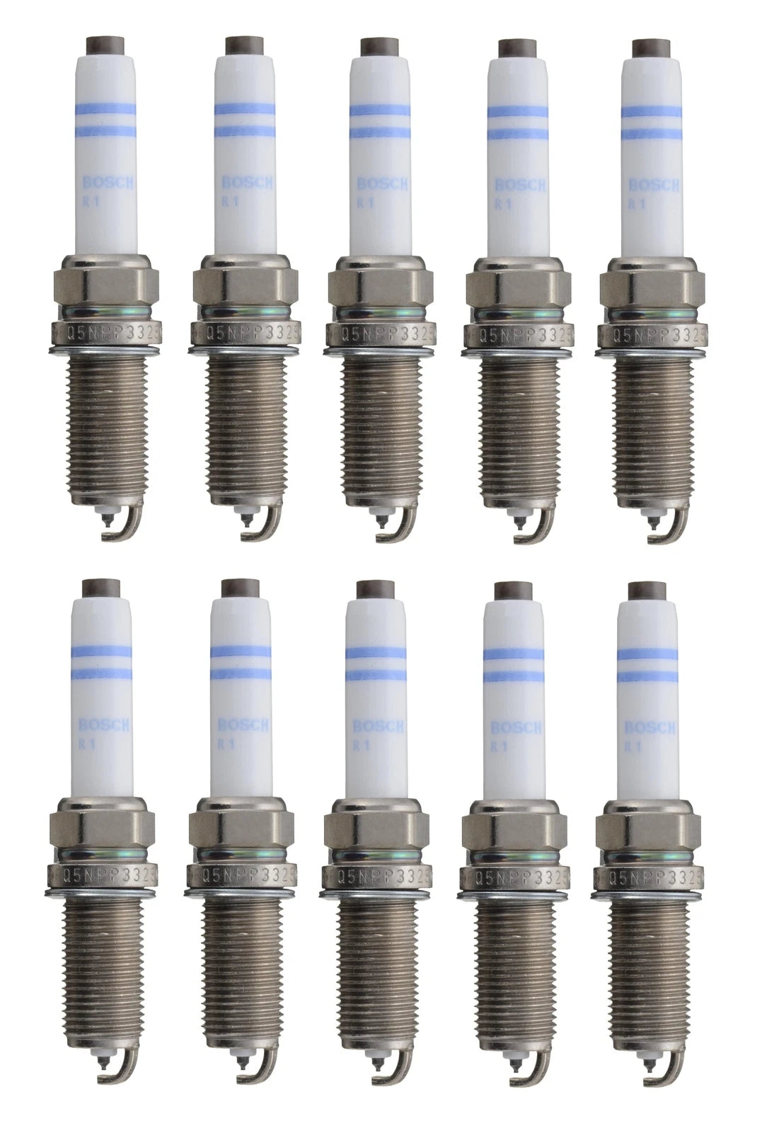 Set of 10 Bosch Double Platinum Spark Plugs for Volkswagen