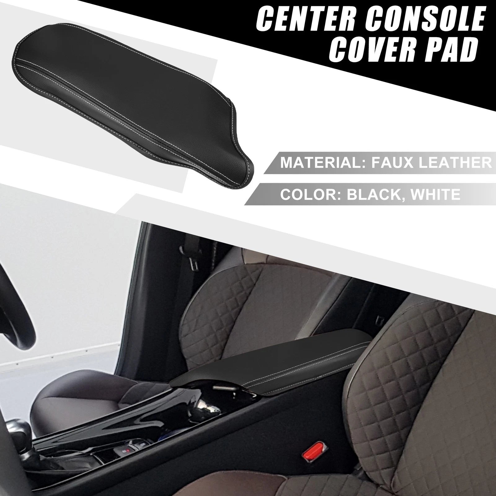 Center Console Armrest Cover for Toyota C-HR (2016–2022) Black White