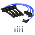 NGK Wire Set & Denso 4 Double Iridium Spark Plugs for Elantra Soul (2011–2016)