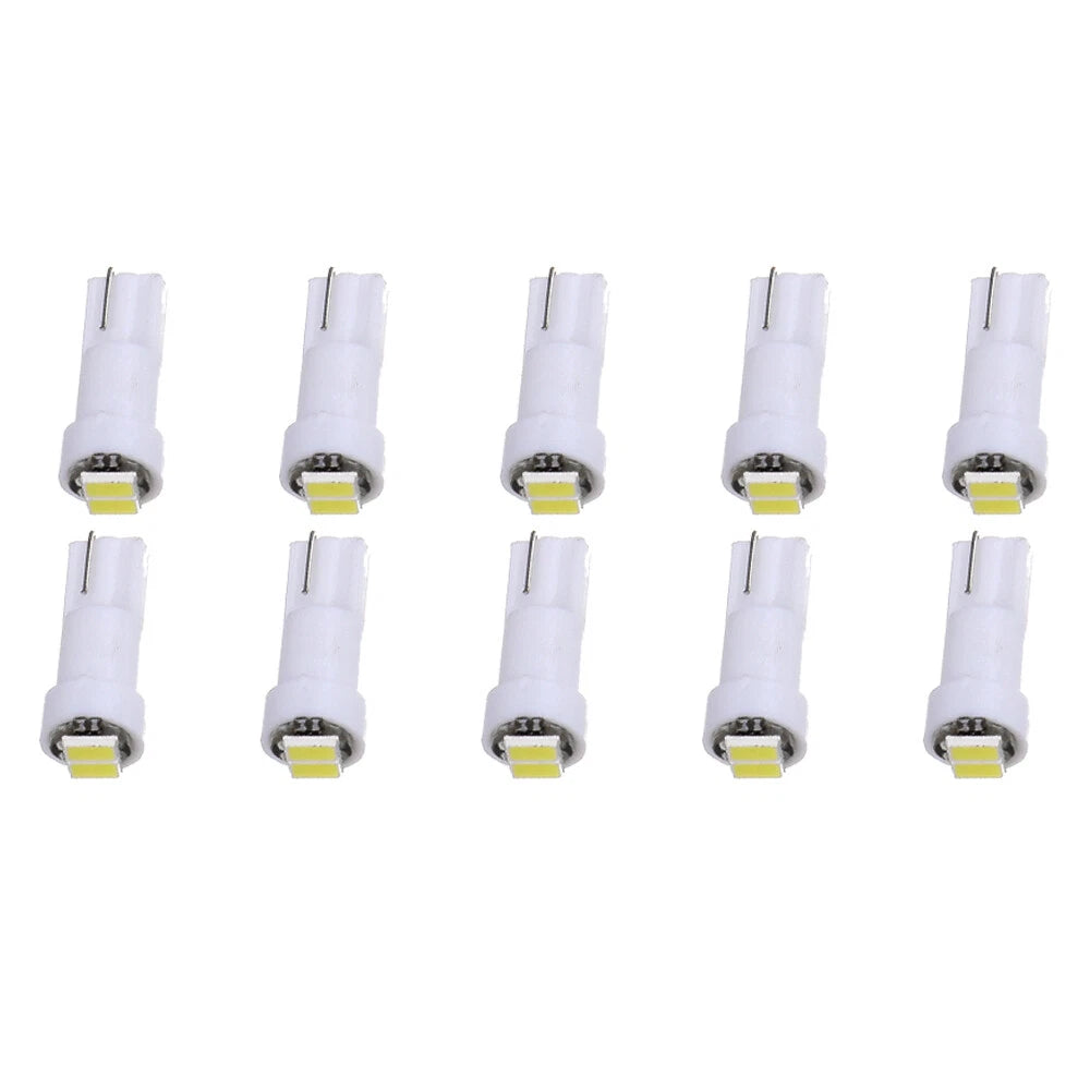 Set of 10 White T5 Wedge LED Light Bulbs for Instrument Gauge Cluster