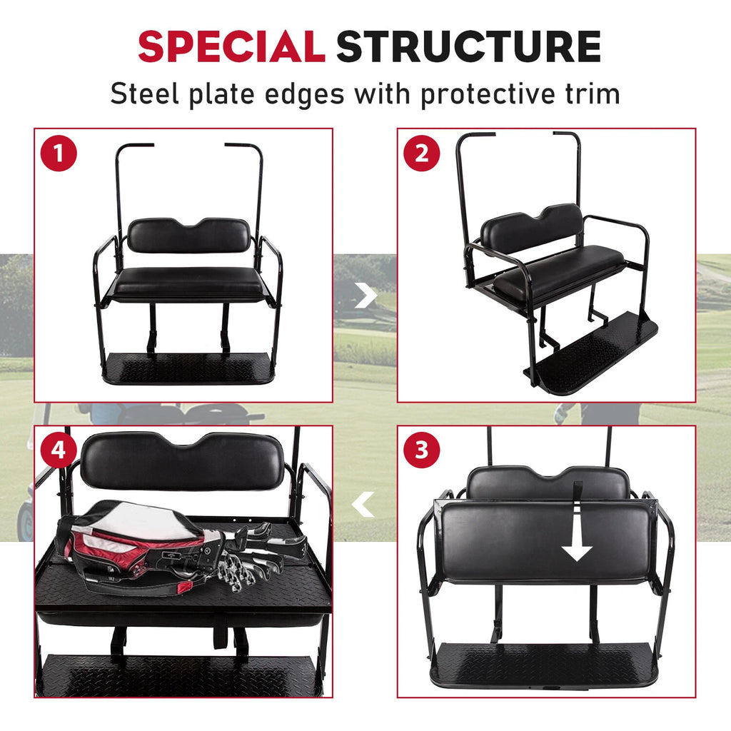 Rear Flip Seat Kit for EZGO TXT Golf Cart (Year Range Not Specified)