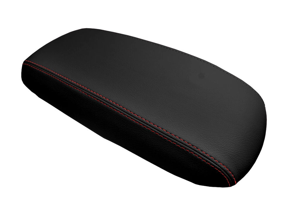 Leather Console Lid Armrest Cover for Ford Escape (2001–2004) Red Stitch