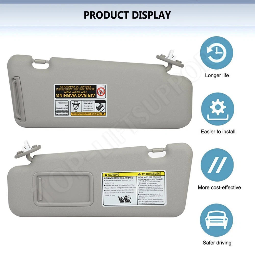 Left Driver Side Sun Visor for Toyota Highlander (2008–2013) with Sunroof