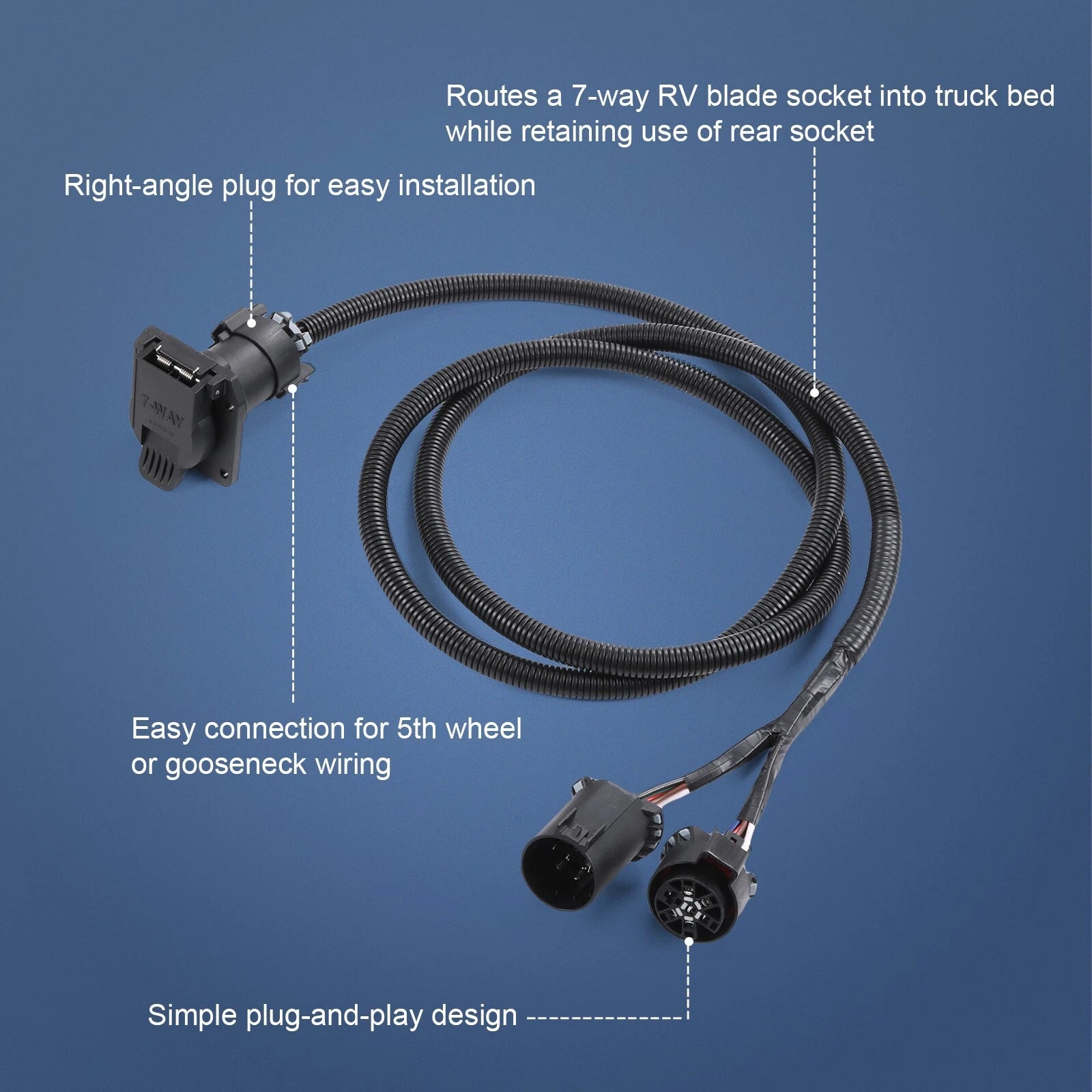 7 Pin Trailer Connector Wiring Harness for Ford F-250 F-350 (2008–2016)