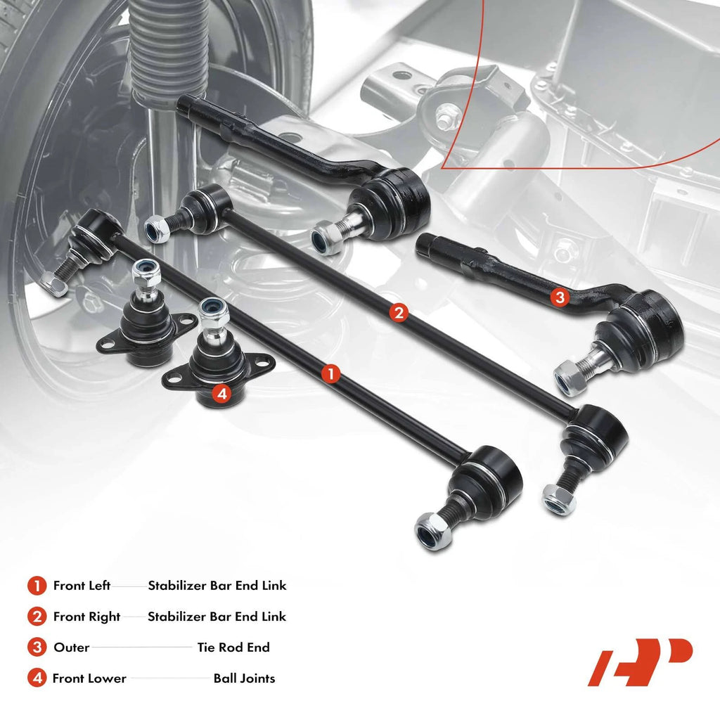Set of 6 Front Ball Joints Sway Bar Links for BMW X5 (2000–2003)