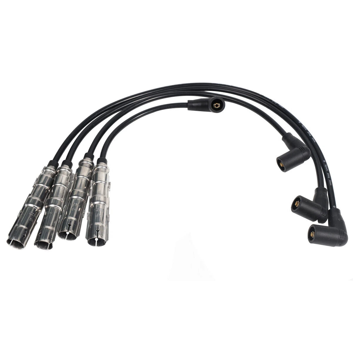 Set of 4 Spark Plugs + 4 Wires for VW Seat Beetle Golf Jetta (1998–2015) 06A905430AH