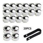 Set of 20 Chrome Nut Cap Wheel Bolts 17mm for Any Car