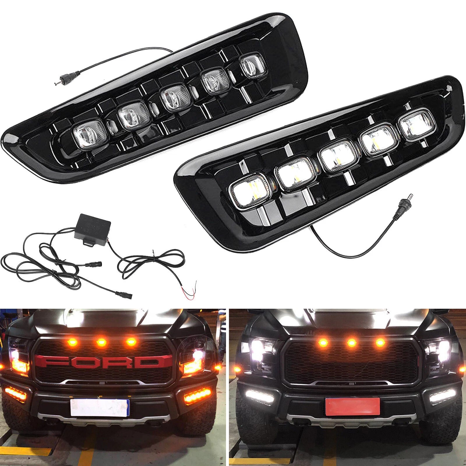 Switchback LED DRL Lights with Turn Signals for Ford F-150 Raptor (2017–2019)