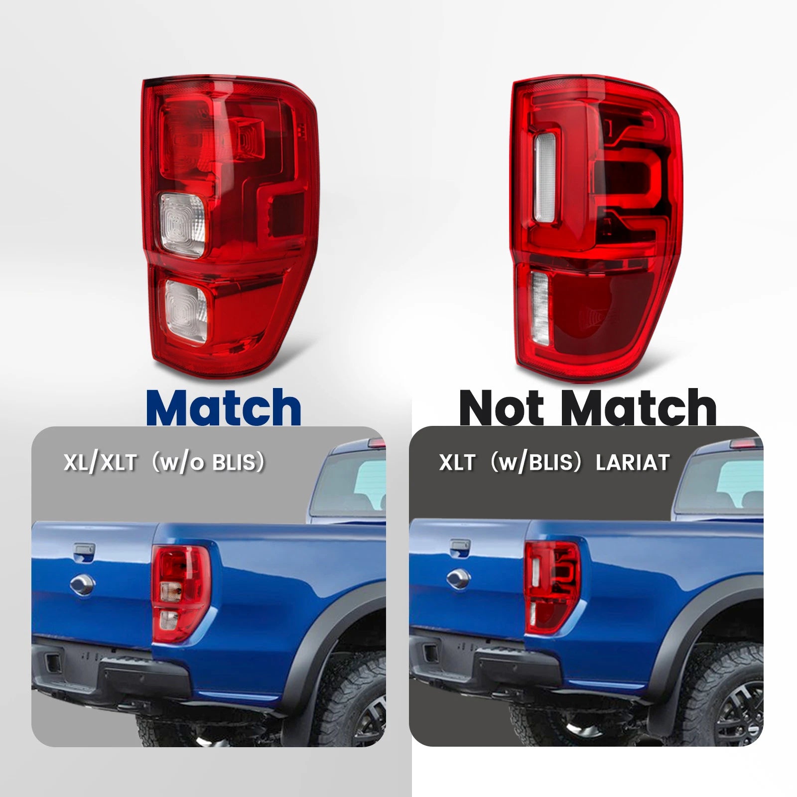 Halogen Tail Light for Ford Ranger XL (2019–2023) Passenger Right Side