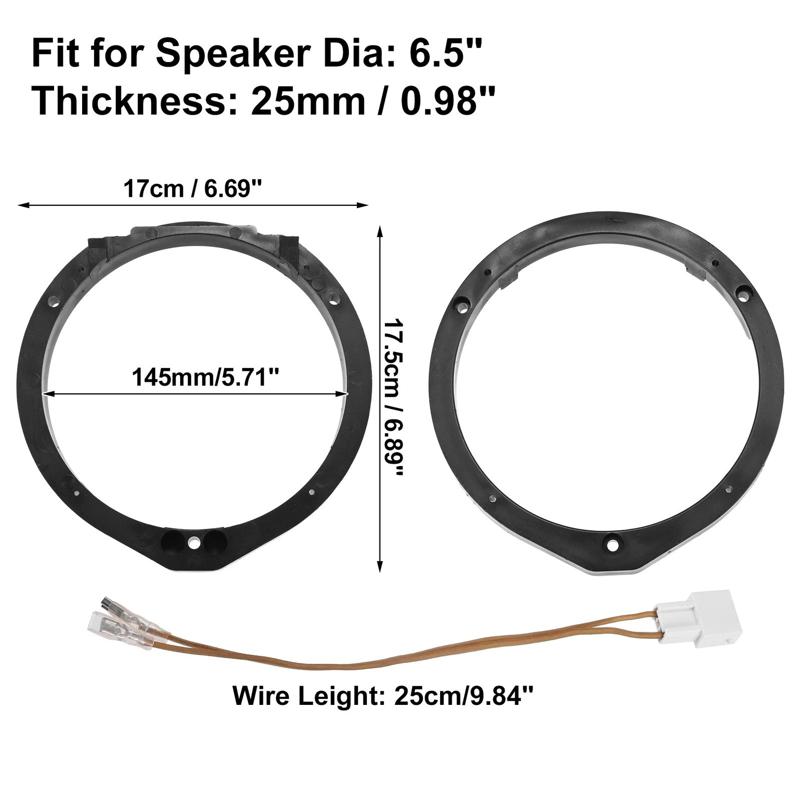 6.5" Speaker Adapter Spacer Ring with Wire for Honda Accord 