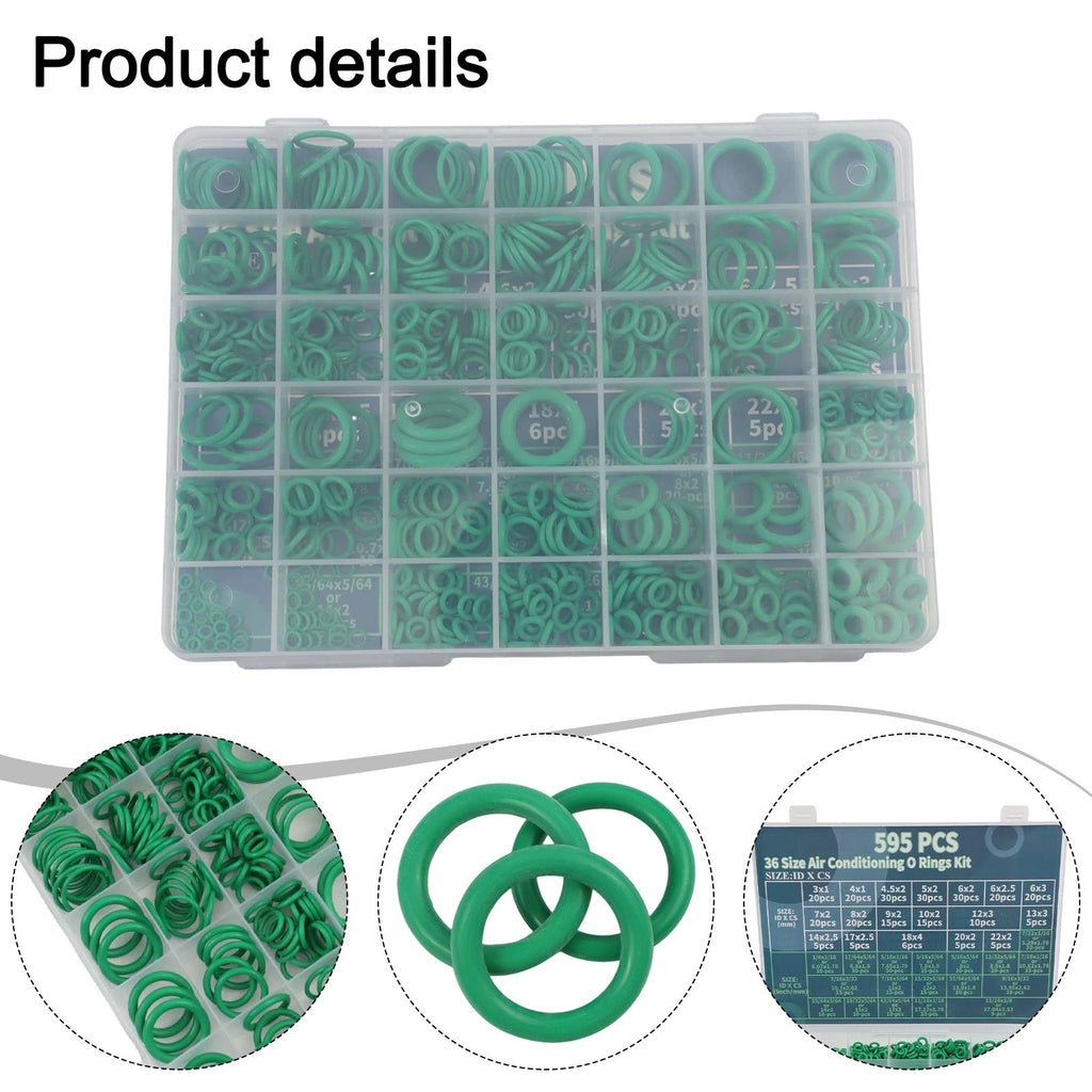 595PCS Air Conditioning O Ring Set with 36 Sizes for Mechanics