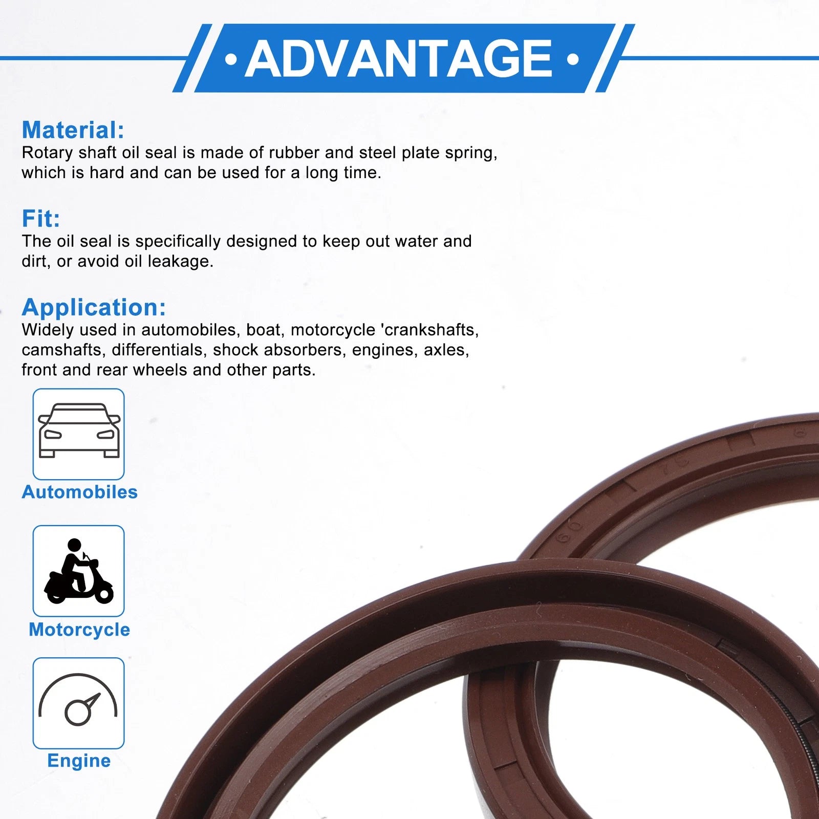 2X Oil Seal Rotary Shaft Seal FKM Rubber 60x75x8mm for Various Models 