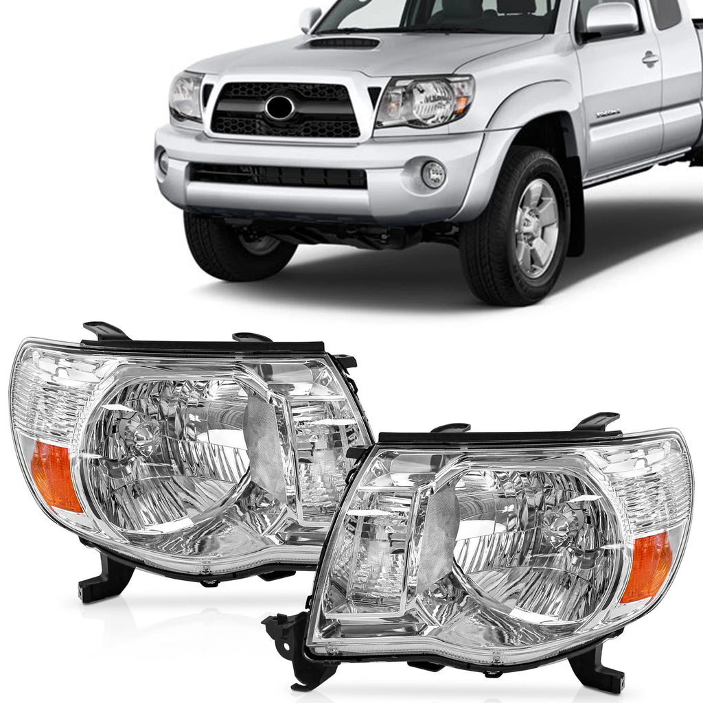 Chrome Headlight Assembly LH & RH Pair for Toyota Tacoma (2005–2011)