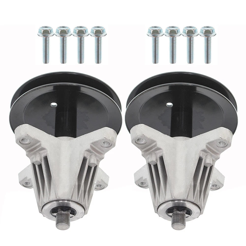 Set of 2 Spindle Assemblies with Pulley Bolt for Troy Bilt MTD