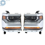 HID Xenon Headlights for Chevy Silverado 1500 (2016-2018) with DRL Chrome