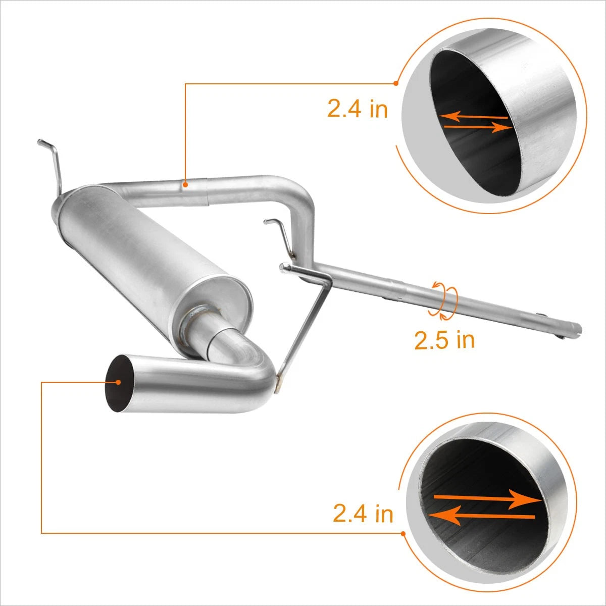 2.5" Outlet Aluminized Catback Muffler Exhaust for Jeep Wrangler (2007–2011)