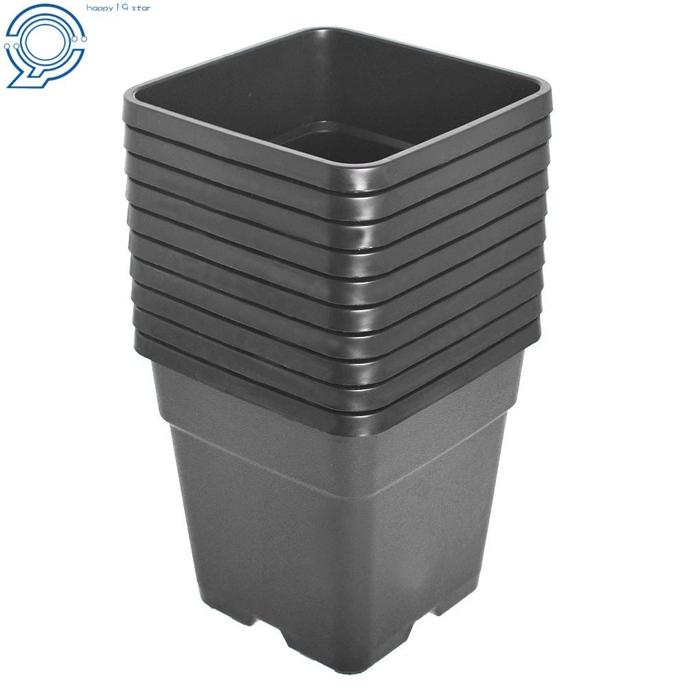 Set of 5 Plastic 10 Gallon Square Nursery Pots for Plant Growing