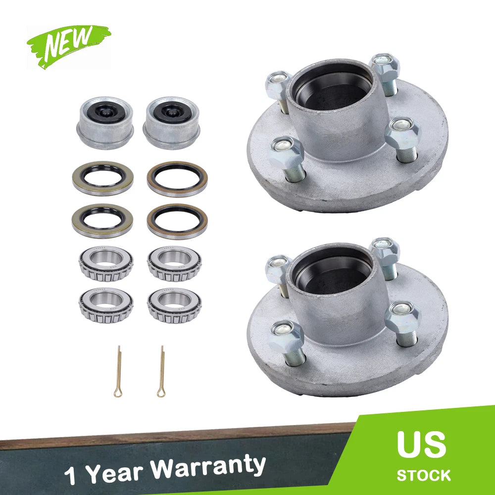 Set of 4 Galvanized Trailer Hub Kits for 2000 lbs Spindle (2000–2000)