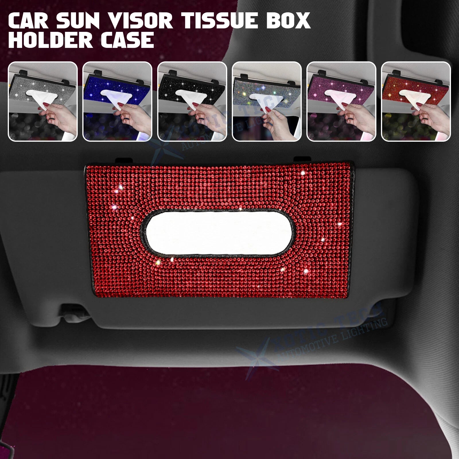 Crystal Car Visor Tissue Dispenser for PU Leather Backseat (2010–2025)