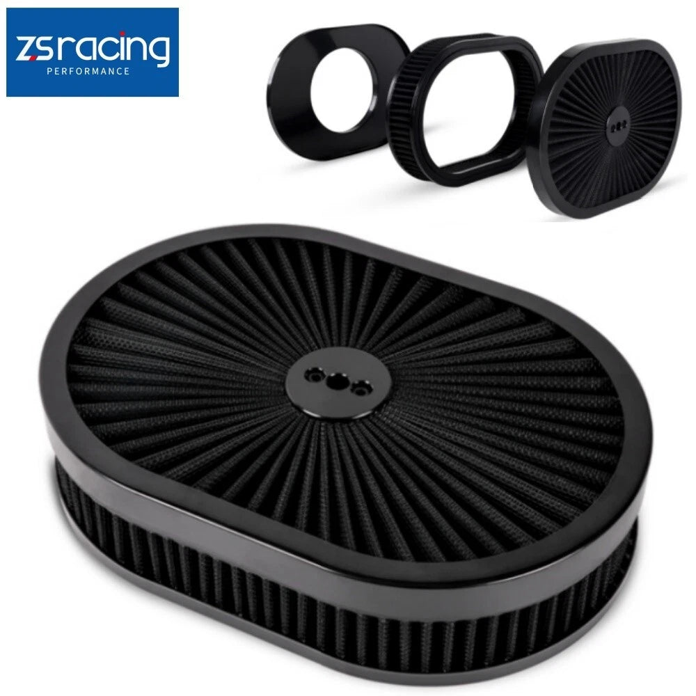 12" Oval Full Finned Air Cleaner Washable Filter for Carburetors