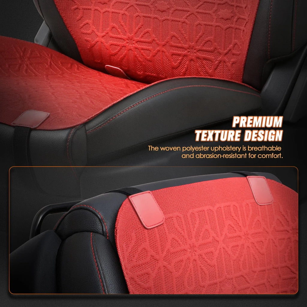 Set of 2 Universal Seat Covers for Cars (Protex Series Red)
