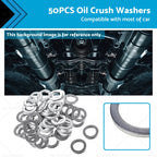 50pcs Engine Oil Drain Plug Crush Washers for Universal (14mm ID, 22mm OD)
