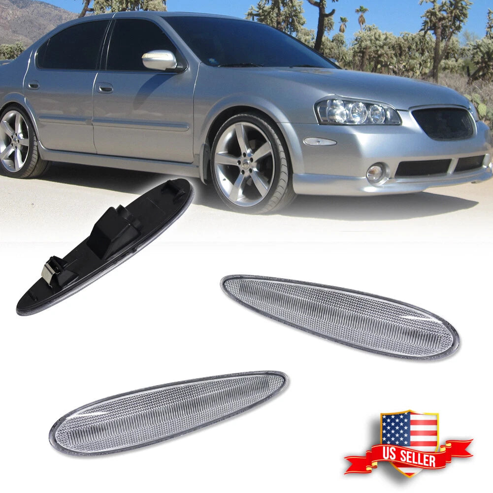 Set of 2 Clear Lens Front Side Marker Lights for Nissan Maxima (2000–2003)